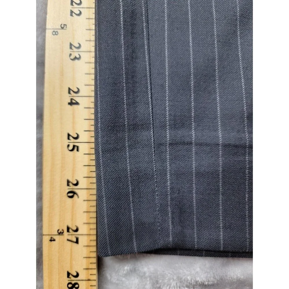 Daniel Cremieux black striped Flat Front‎ Wool Suit Dress Pants 36x27, hemmed